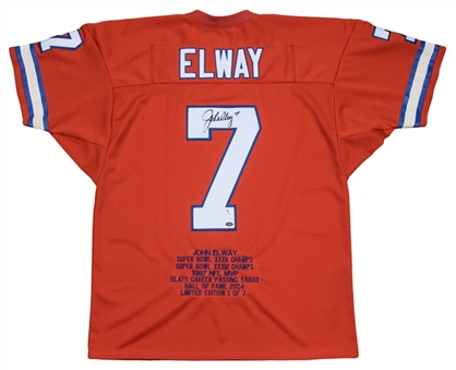 John Elway Signed Denver Broncos Stat Jersey (LE 1/7) (Mounted Memories)